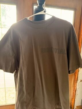 Essentials Olive Green Embossed Logo Short Sleeve Tee